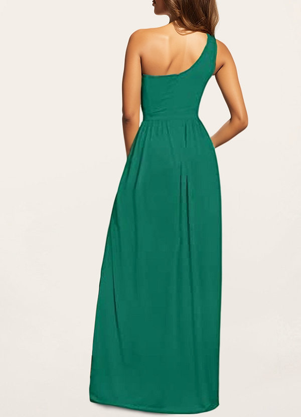 back On The Guest List Dark Emerald One-Shoulder Maxi Dress