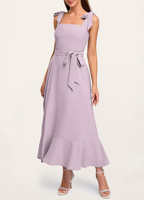 back Love Of Romance Lilac Tie-Straps Ruffled Midi Dress
