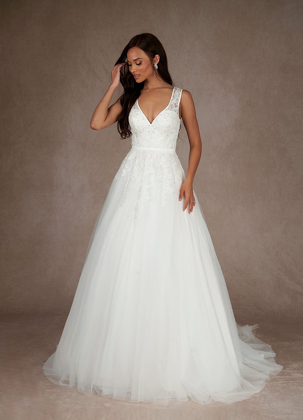 front Azazie Angelic Wedding Dress