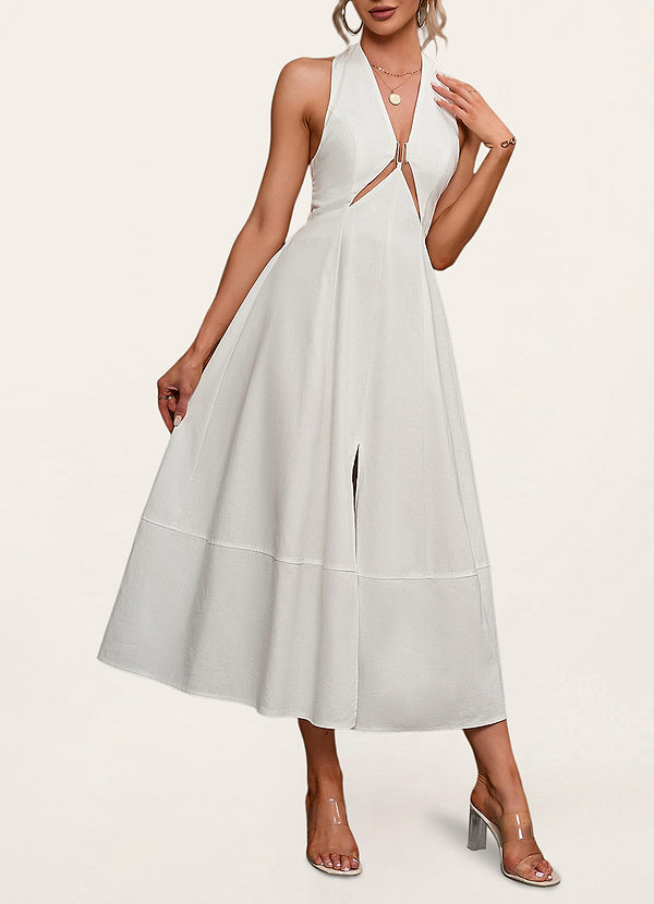 front Beyond Amazing White Cutout Midi Dress
