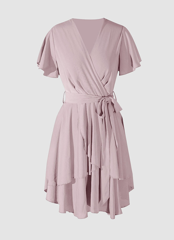 back Downright Darling Blushing Pink Ruffled Short Sleeve Mini Dress